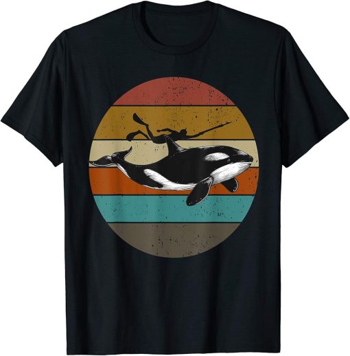 Cool Spearfishing And Orca Retro Vintage Scuba Diving Diver T-Shirt